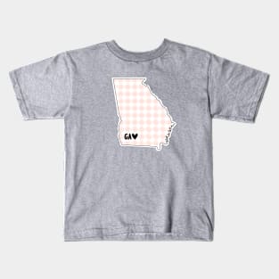 USA States: Georgia (pink plaid) Kids T-Shirt